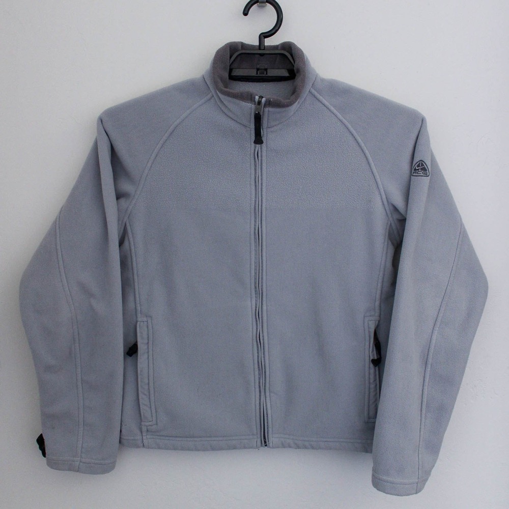 Nike ACG Fleece Jacket Girls Large Gray Therma-Fit Full Zip Thermal Layer 2